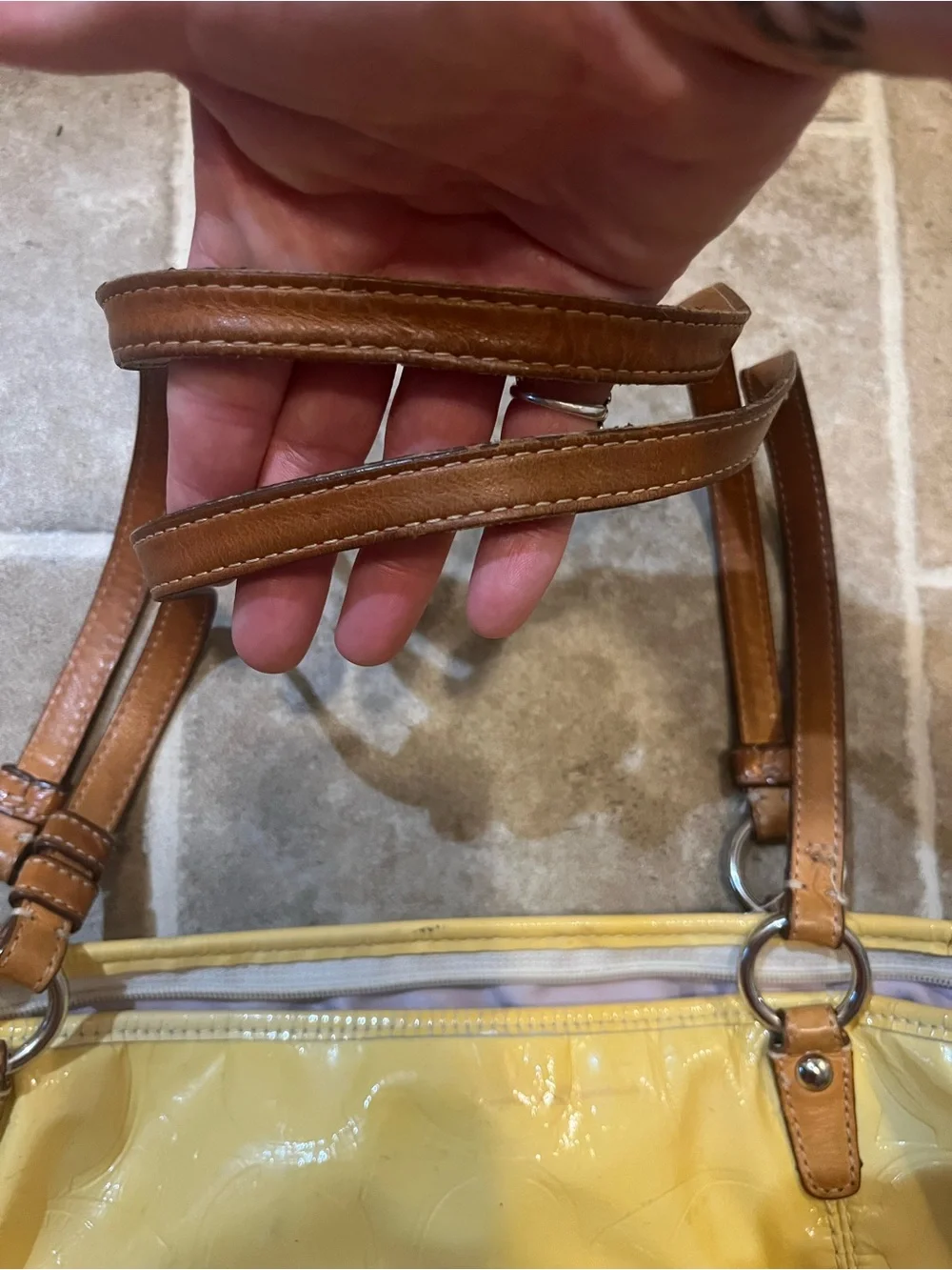 Yellow Coach Leah Patent Tote F14663